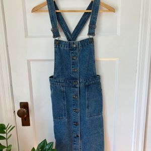 Denim knee length overall dress